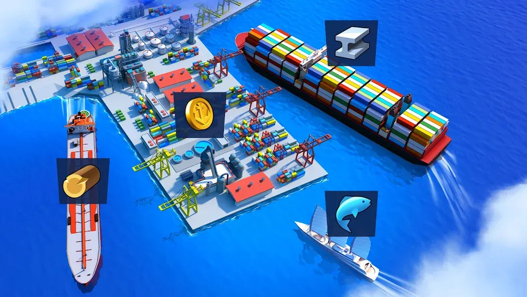 Sea Port: Cargo Boat Tycoon (Си Порт)  [МОД Много монет] Screenshot 5