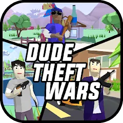 Взлом Dude Theft Wars Shooting Games (Дуд Тефт Варс)  [МОД Много монет] - стабильная версия apk на Андроид