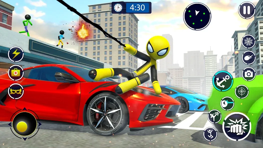 Spider Stickman Rope Hero Game  [МОД Много денег] Screenshot 1