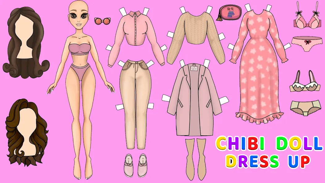 Doll Dress Up Makeup Girl Game (Чиби кукла одевает девушку игры)  [МОД Много денег] Screenshot 4