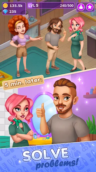 Beauty Tycoon: Hair Salon Game (Бьюти Тайкун)  [МОД Много монет] Screenshot 4