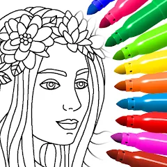 Взломанная Coloring for girls and women  [МОД Unlocked] - полная версия apk на Андроид