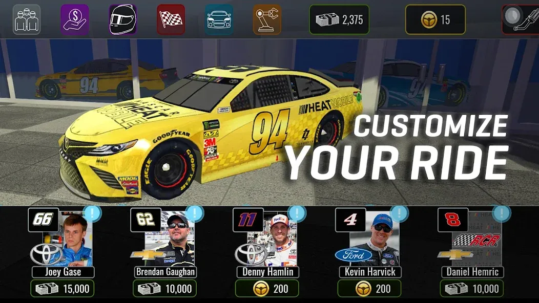 NASCAR Heat Mobile (НАСКАР Хит Мобилай)  [МОД Много денег] Screenshot 2