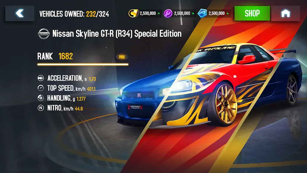 Asphalt 8 - Car Racing Game (Асфальт 8)  [МОД Бесконечные монеты] Screenshot 2