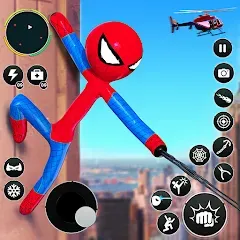 Скачать взломанную Flying Stickman Rope Hero Game  [МОД Unlimited Money] - полная версия apk на Андроид