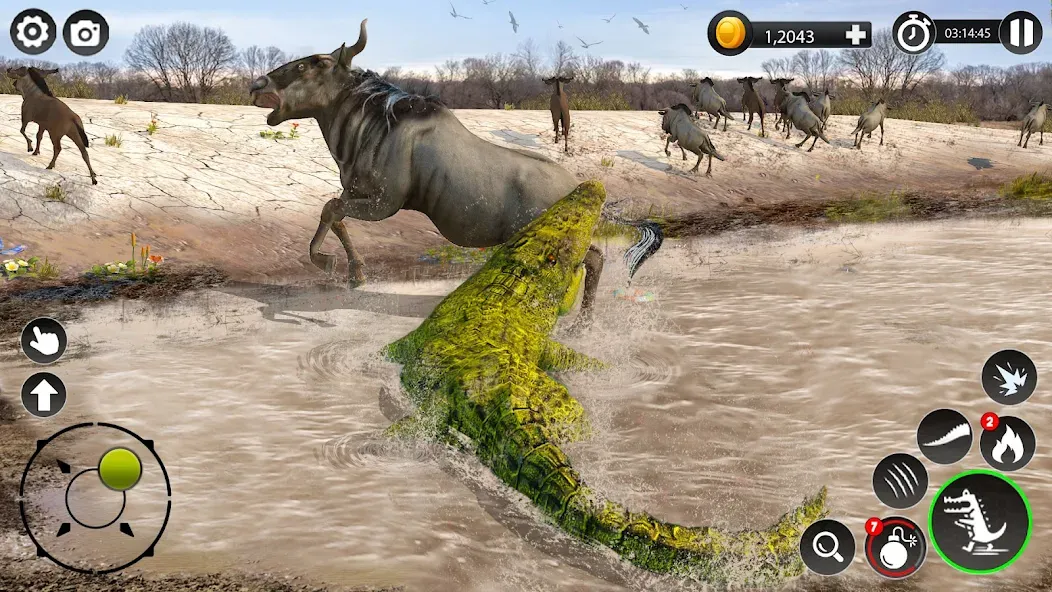 Hungry Animal Crocodile Games  [МОД Бесконечные деньги] Screenshot 1