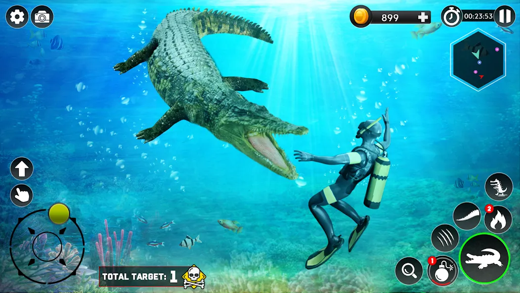 Hungry Animal Crocodile Games  [МОД Бесконечные деньги] Screenshot 4