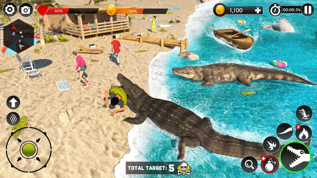 Hungry Animal Crocodile Games  [МОД Бесконечные деньги] Screenshot 5