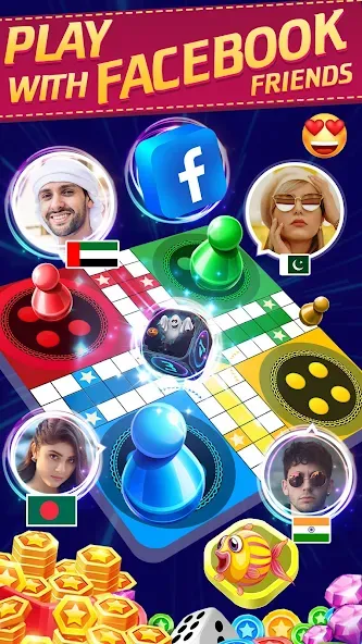 Online Ludo Game Multiplayer (Лудо Мастер Лудо Дайс Кинг)  [МОД Много монет] Screenshot 1