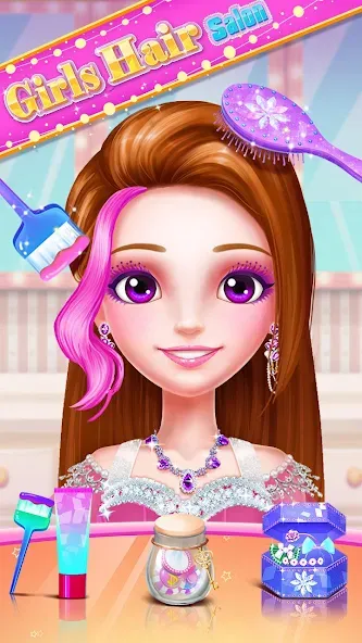 Girls Hair Salon  [МОД Бесконечные монеты] Screenshot 4