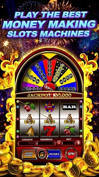 Money Wheel Slot Machine Game (Мани Вил Слот Машине Гейм)  [МОД Unlocked] Screenshot 1