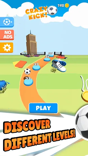 Crazy Kick! Fun Football game  [МОД Много монет] Screenshot 5