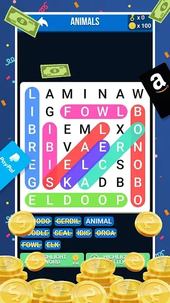 Make Money: Word Search (Мейк Мани)  [МОД Бесконечные монеты] Screenshot 2