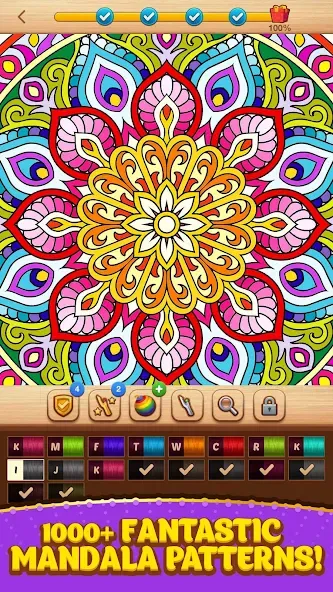 Cross Stitch Coloring Mandala (Кроссстиль раскрашивание мандала)  [МОД Много денег] Screenshot 1