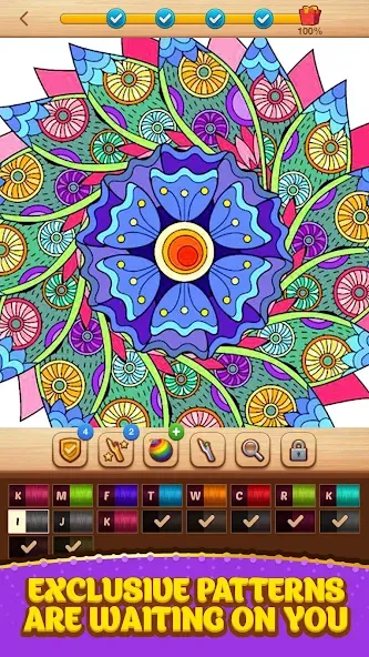 Cross Stitch Coloring Mandala (Кроссстиль раскрашивание мандала)  [МОД Много денег] Screenshot 4