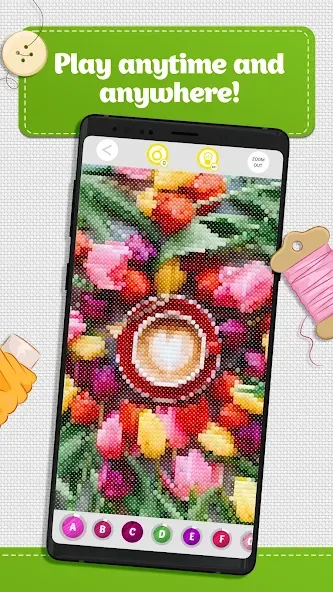 Cross Stitch Coloring Art (Кроссстич окрашивание искусства)  [МОД Бесконечные монеты] Screenshot 5