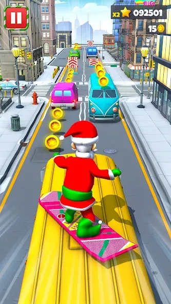 Xmas Santa Surfer Running Game (Ксмас Санта Серфер Раннинг Гейм)  [МОД Бесконечные монеты] Screenshot 1