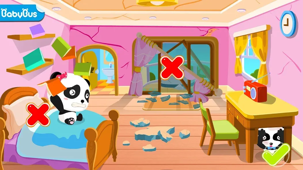 Baby Panda Earthquake Safety 1  [МОД Много монет] Screenshot 1