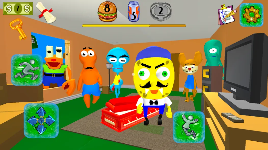 Sponge Neighbor Escape 3D (Спонж Сосед Побег 3D)  [МОД Menu] Screenshot 4