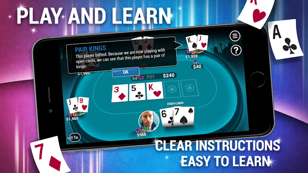 Learn How To Play Texas Poker  [МОД Много монет] Screenshot 3