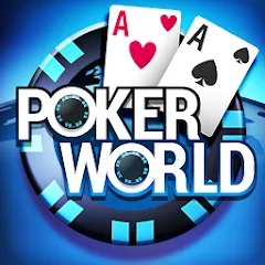 Скачать взломанную Poker World, Offline TX Holdem (Покер Ворлд)  [МОД Много денег] - последняя версия apk на Андроид