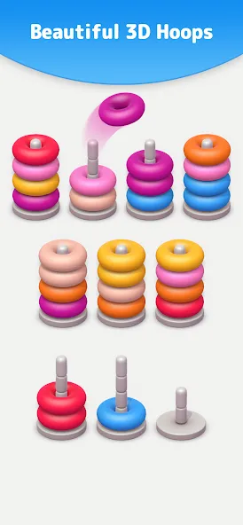 Color Sort 3D — Hoop Stack  [МОД Unlocked] Screenshot 1