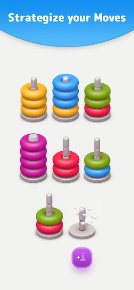 Color Sort 3D — Hoop Stack  [МОД Unlocked] Screenshot 2