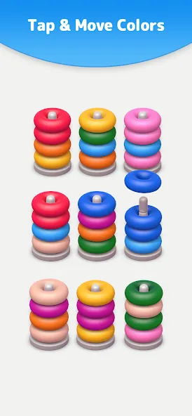 Color Sort 3D — Hoop Stack  [МОД Unlocked] Screenshot 3