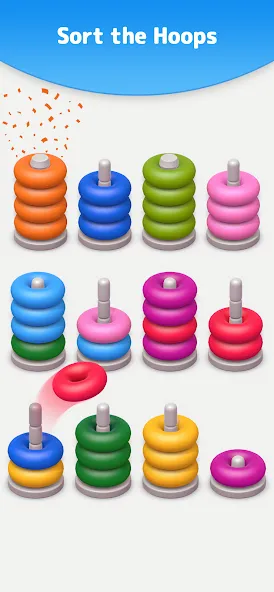 Color Sort 3D — Hoop Stack  [МОД Unlocked] Screenshot 4