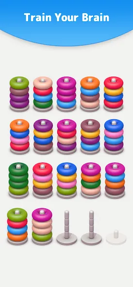 Color Sort 3D — Hoop Stack  [МОД Unlocked] Screenshot 5