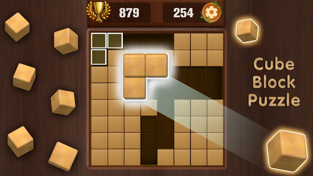 Wooden Cube Block Puzzle (Деревянный кубик головоломка)  [МОД Unlimited Money] Screenshot 1