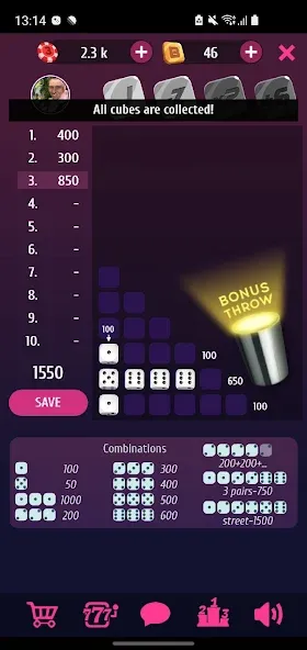 Farkle Pro - 10000 dice game  [МОД Бесконечные деньги] Screenshot 3