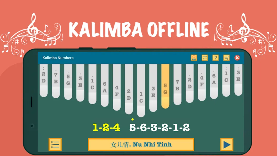 Kalimba App With Songs Numbers (Калимба приложение с песнями и цифрами)  [МОД Бесконечные монеты] Screenshot 1