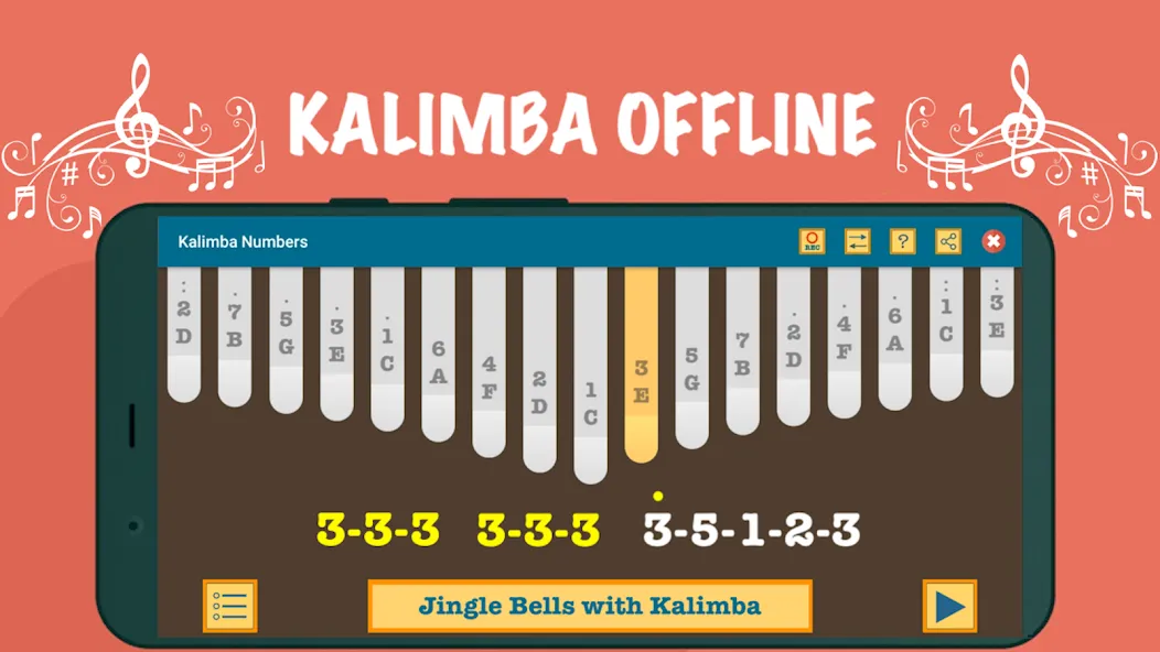 Kalimba App With Songs Numbers (Калимба приложение с песнями и цифрами)  [МОД Бесконечные монеты] Screenshot 2