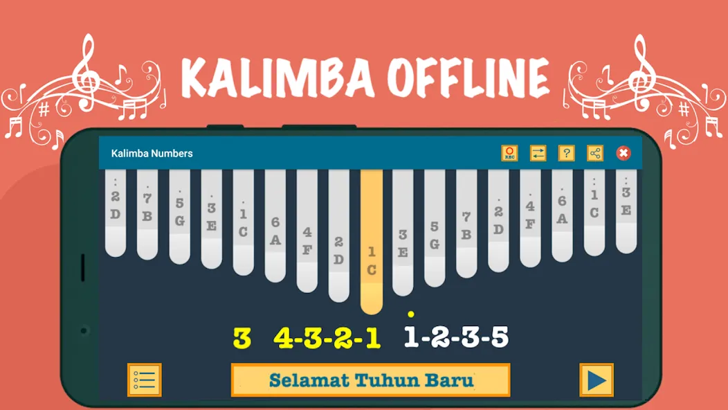 Kalimba App With Songs Numbers (Калимба приложение с песнями и цифрами)  [МОД Бесконечные монеты] Screenshot 3