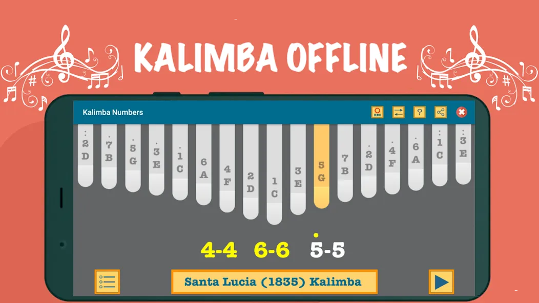 Kalimba App With Songs Numbers (Калимба приложение с песнями и цифрами)  [МОД Бесконечные монеты] Screenshot 4